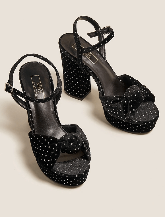 M&amp;S Collection Velvet Knot Platform Sandals