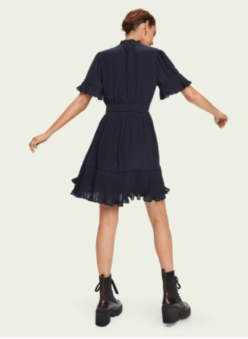 Scotch &amp; Soda Pleated short sleeve mini dress back view