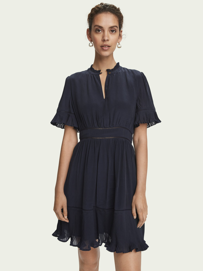 Scotch &amp; Soda Pleated short sleeve mini dress
