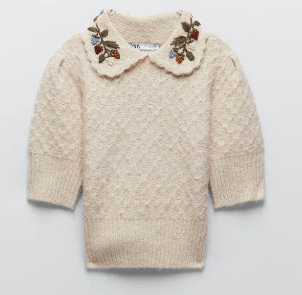 Zara Embroidered Knit Sweater