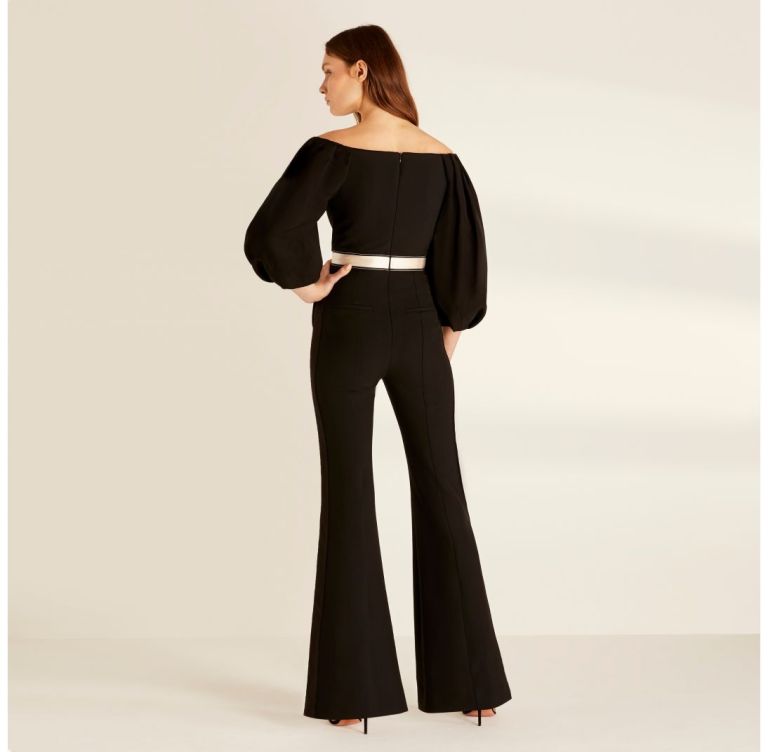 Amanda Wakeley Black Sculpted Tailoring &amp; Cady Jumpsuit back view
