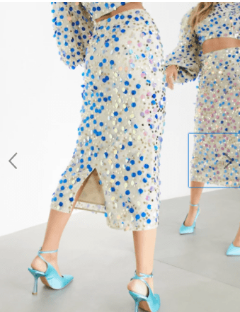 ASOS EDITION scatter sequin midi skirt back view