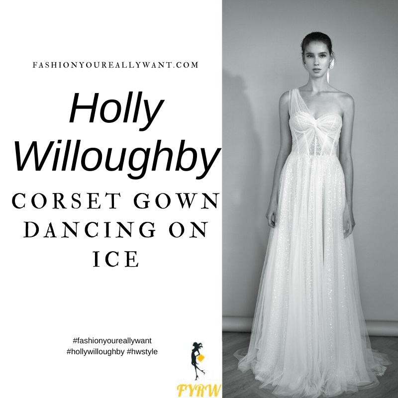 Where to get all Holly Willoughby Dancing on Ice outfits blog December 2020 white sequin strapless tulle corseted gown with Phil for Christmas Carols