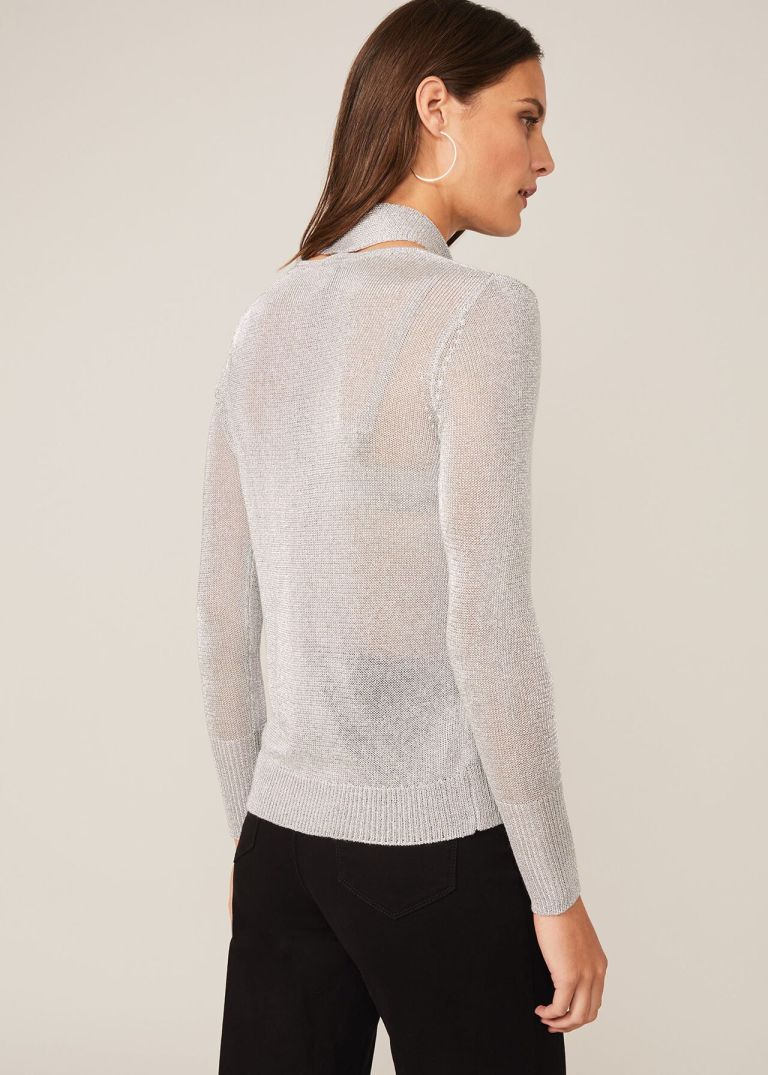 Phase Eight Matil Metallic Scarf Knit Top back view
