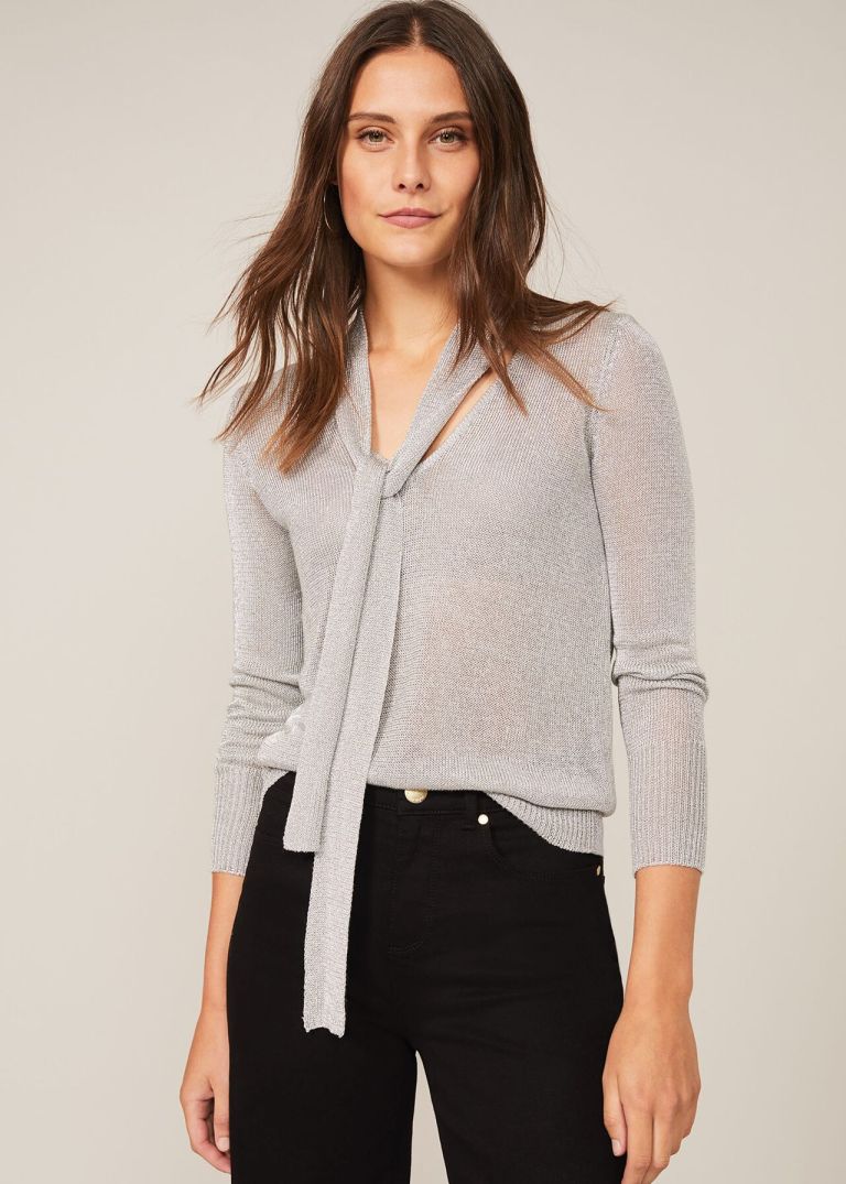 Phase Eight Matil Metallic Scarf Knit Top