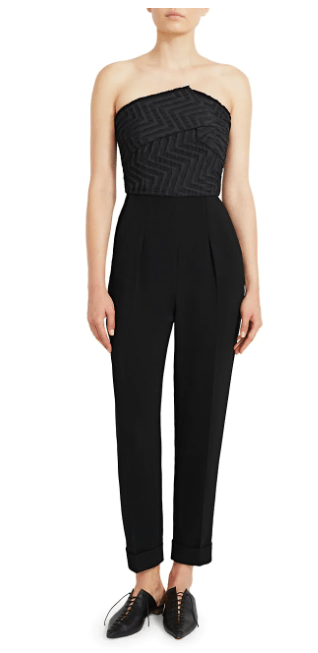 Roland Mouret Haye Strapless Crepe Jumpsuit back view