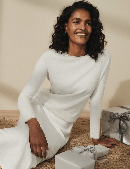 The White Company Sparkle Tipped Jumper with Cotton