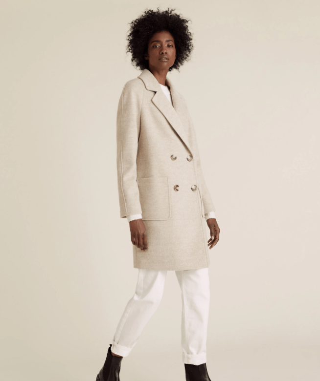 M&S Double Breasted Coat oatmeal