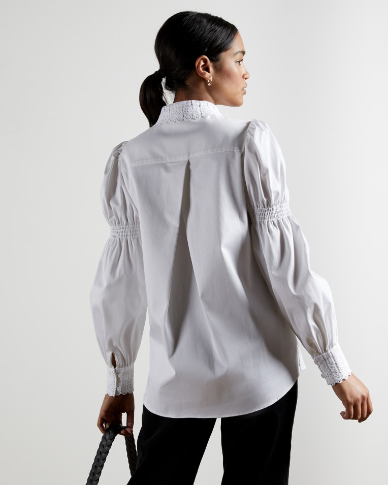 Ted Baker Briona lace-trim stretch-cotton shirt back view v2