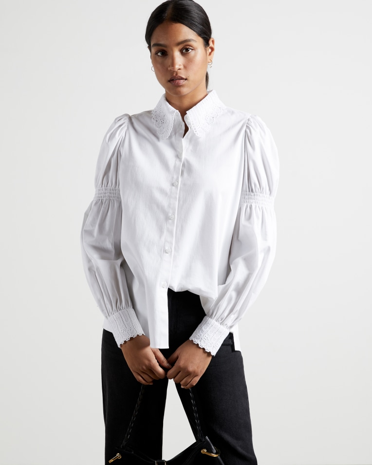 Ted Baker Briona lace-trim stretch-cotton shirt