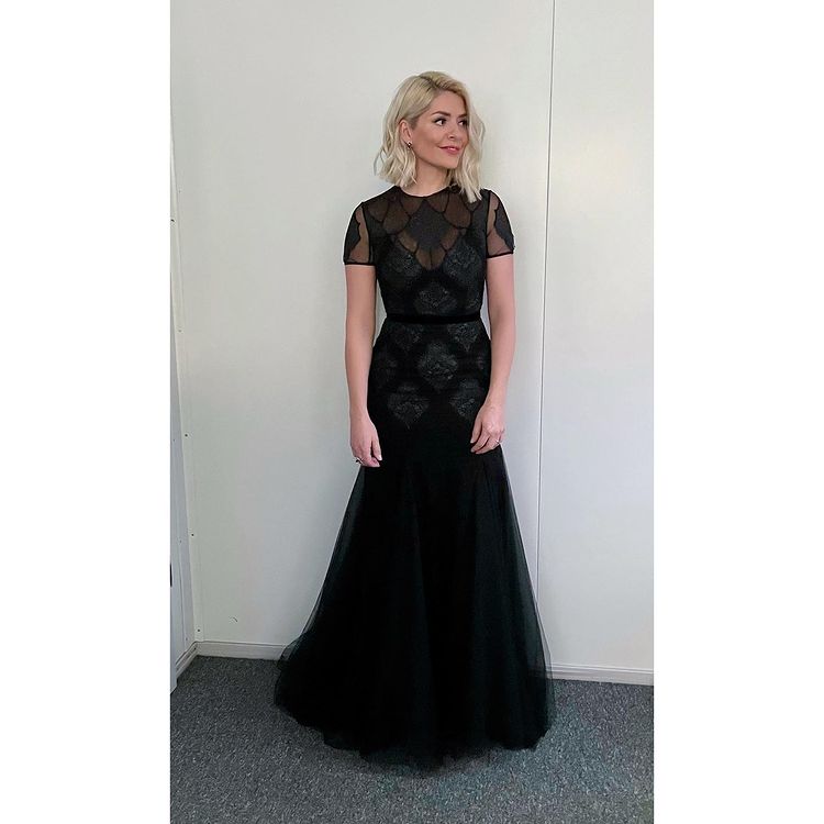 where to get all Holly Willoughby This Morning dresses black metallic tulle gown 31 January 2021 Photo Holly Willoughby