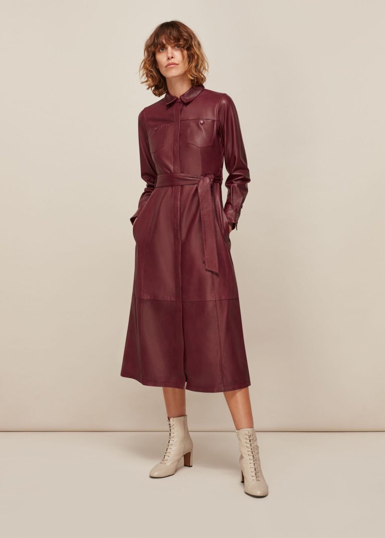 Whistles Leather Shirt Dress