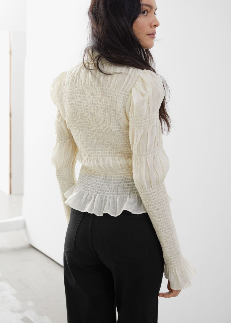 And Other Stories Fitted Smocked Shirt back view