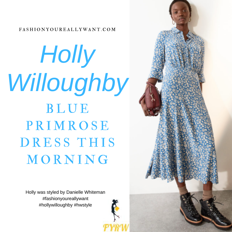 Holly Willoughby Blue Primrose Dress This Morning February 2021 – Fashion  You Really Want