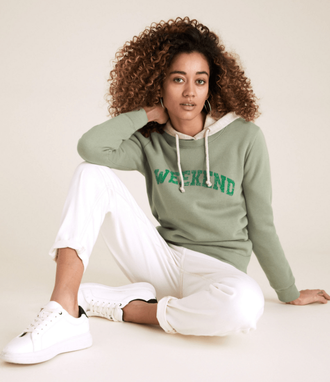M&amp;S Cotton Weekend Slogan Slogan Sweatshirt