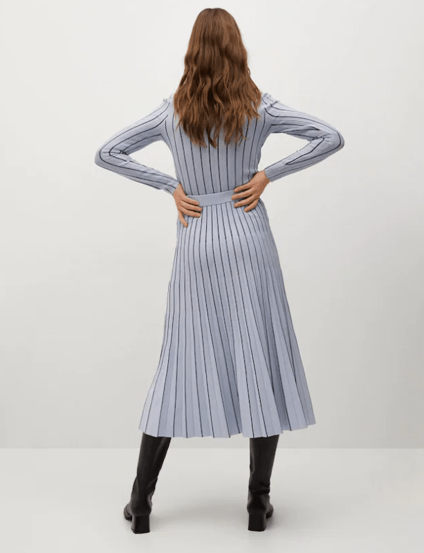 Mango Stripes Pleated Skirt back view