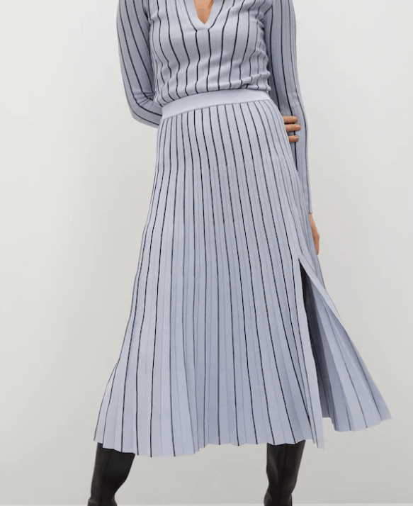 Mngo Stripes Pleated Skirt