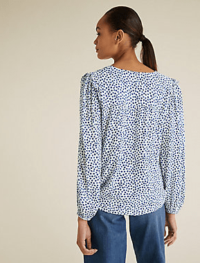 M&amp;S Polka Dot Frill Detail Blouse back view