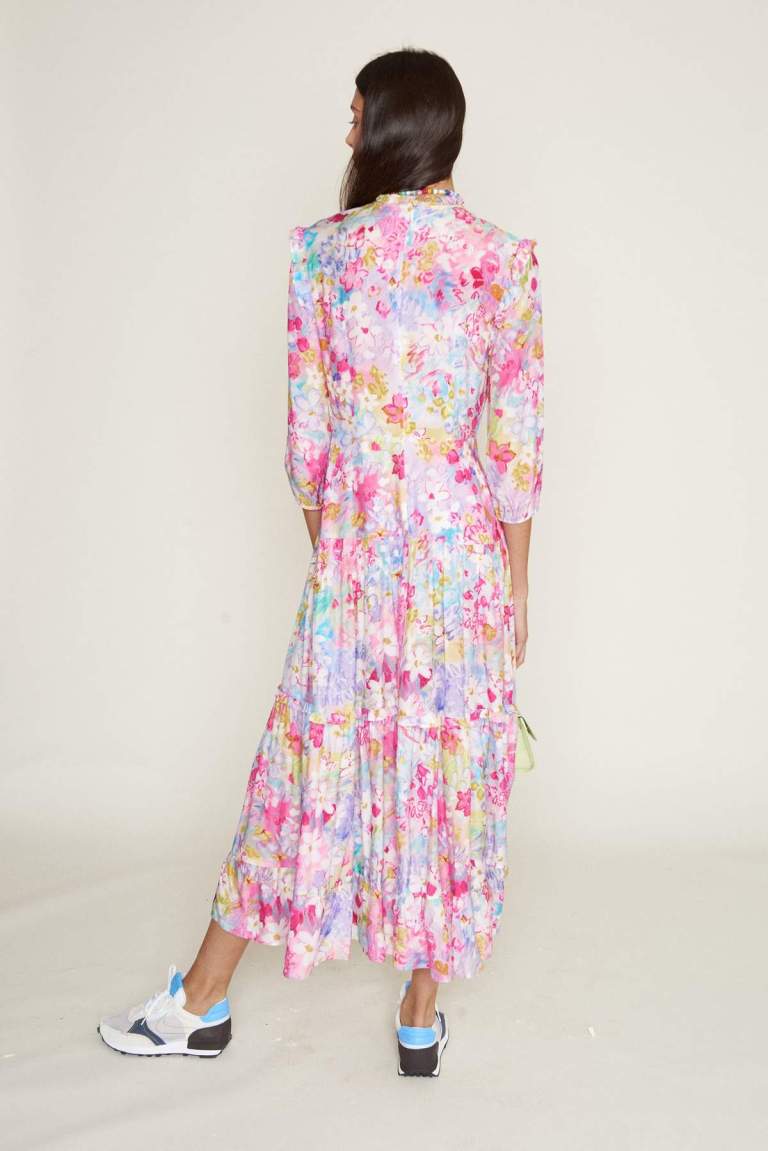 RIXO Monet Spring Meadow Dress back view