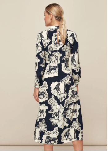 Whistles Stallion Print Silk Dress back view
