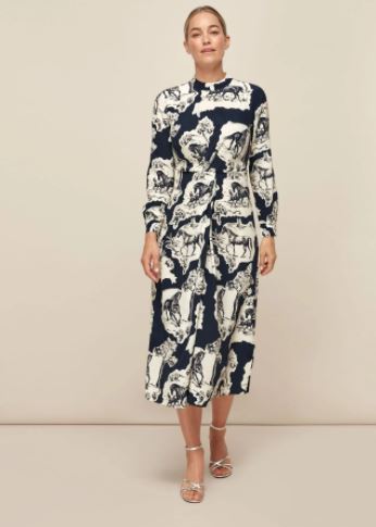 Whistles Stallion Print Silk Dress