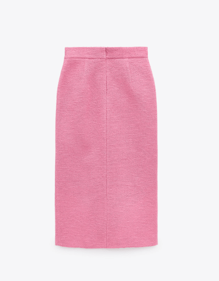Zara Textured Skirt With Buttons back view