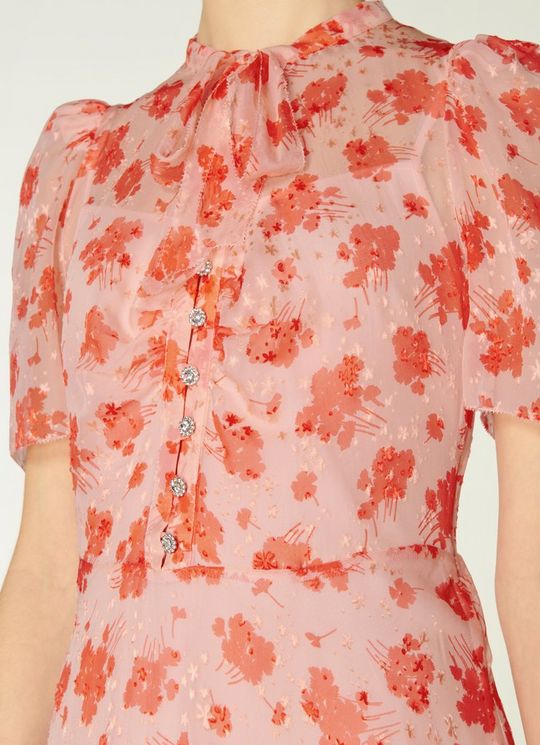 LK Bennett Sina Sweet William Print Silk Blend Midi Dress detail