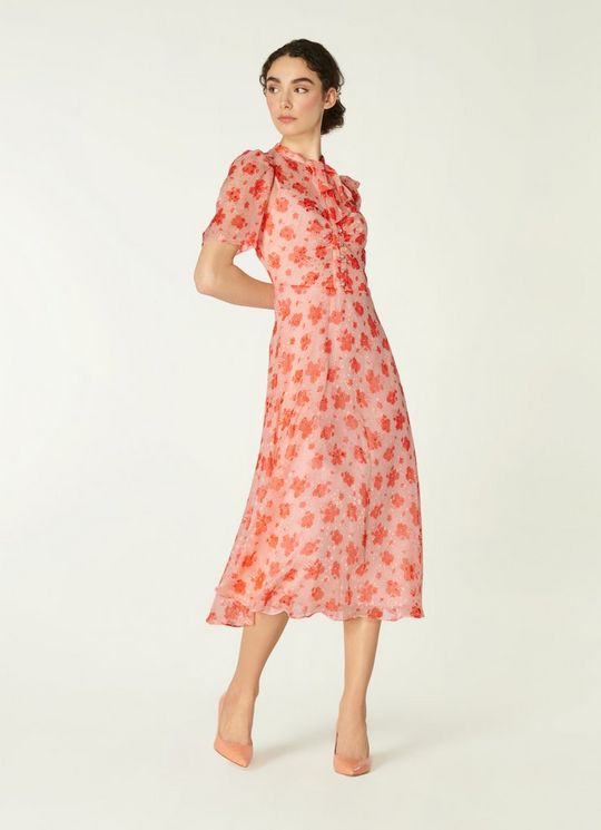 LK Bennett Sina Sweet William Print Silk Blend Midi Dress