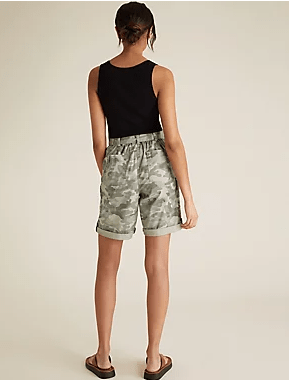M&amp;S Tencel Cargo Camo Utility Shorts back view