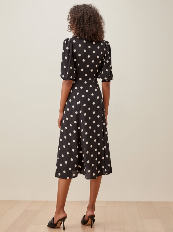 Reformation Gail Polka Dot Dress back view