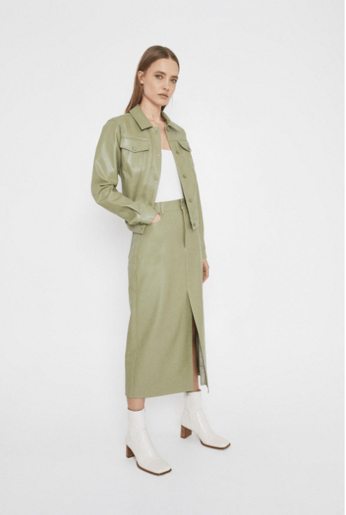 Warehouse Faux Leather Western Skirt