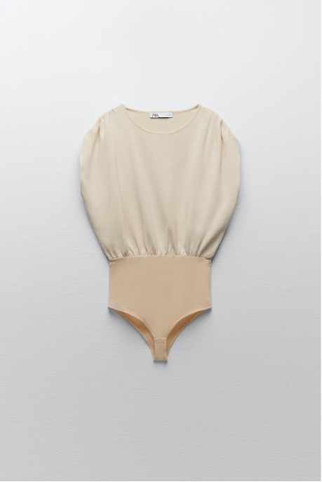Zara Knit Bodysuit With Gathered Shoulders v2