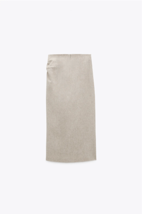 Zara Linen Blend Draped Skirt back view