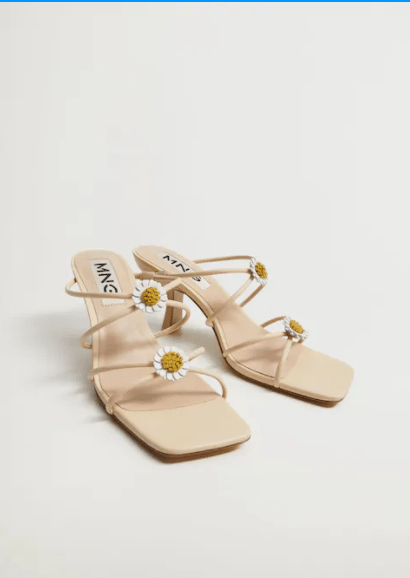 Mango Flowered Heel Leather Sandals
