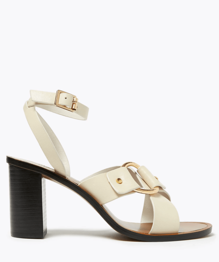 M&amp;S Leather Ring Detail Block Heel Sandals