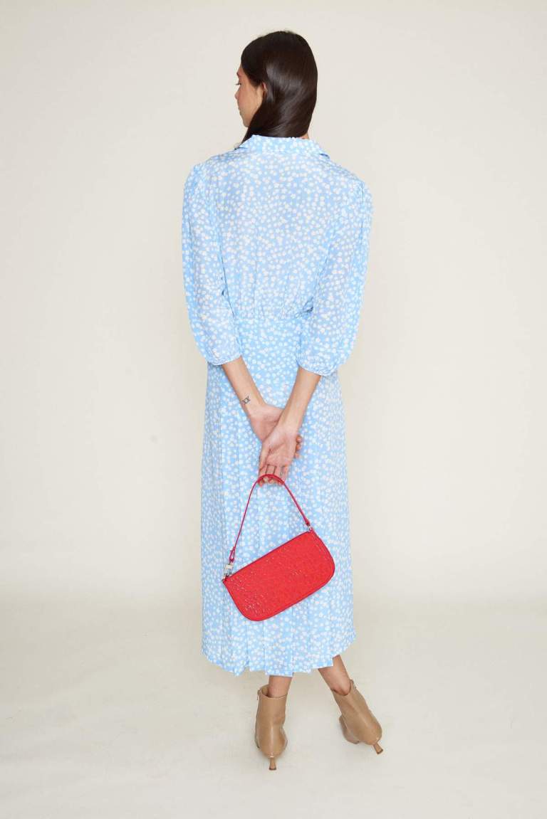 RIXO Izzy Blue Violet Ditsy Floral back view