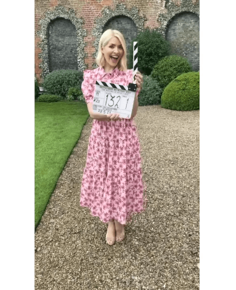 where to get Holly Willoughby pink poppy dress Midsomer Murders 28 May 2021 Photo Holly Willougby