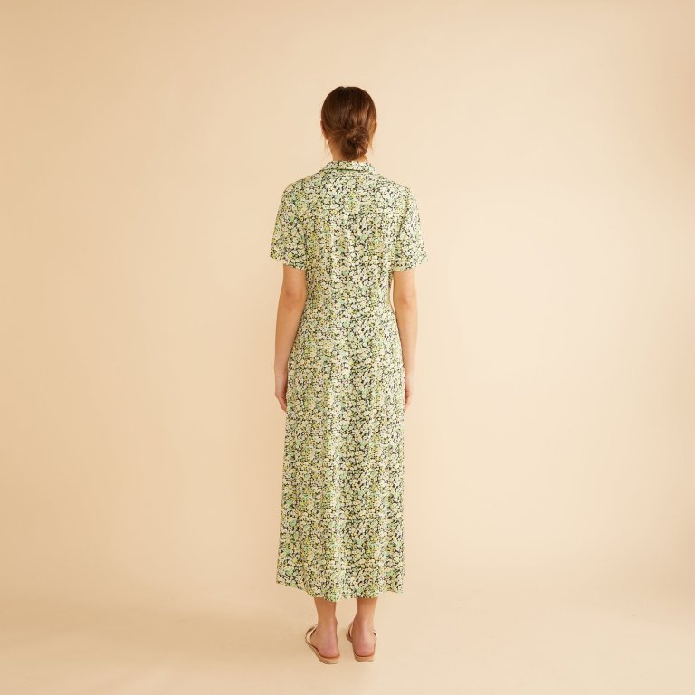 Albaray Sketch Floral Midi Shirt Dress back view