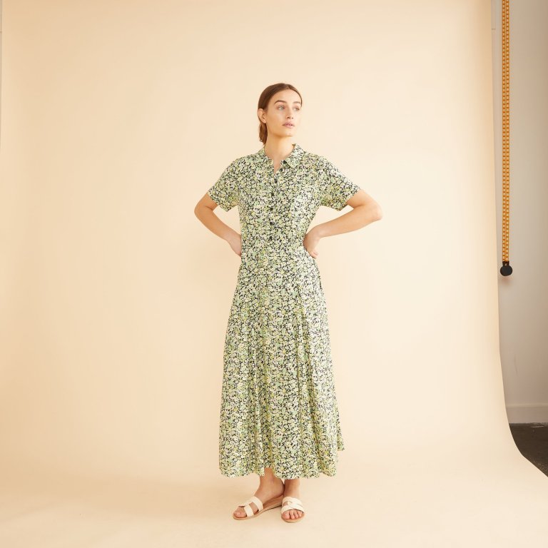 Albaray Sketch Floral Midi Shirt Dress