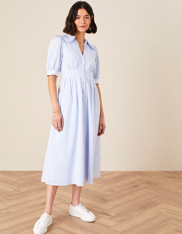 Monsoon Frill collar stripe poplin dress v2