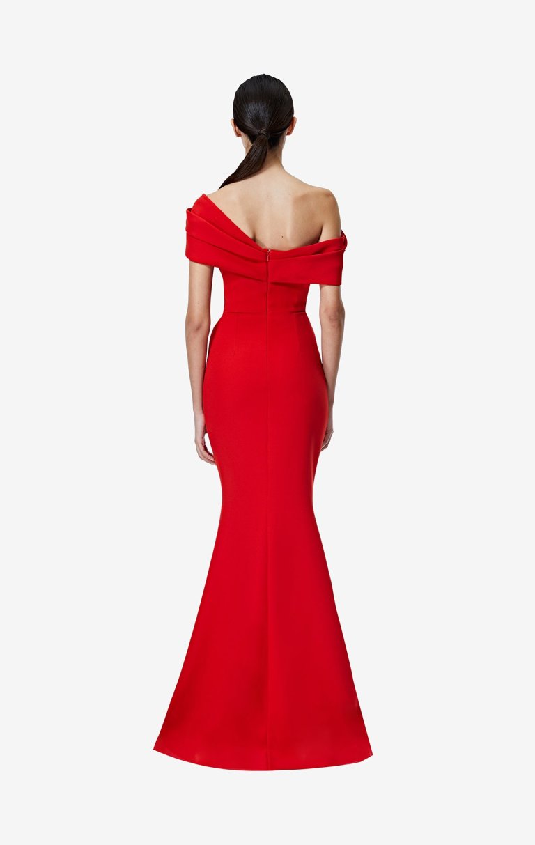 Safiyaa Rosa Dazzling Red Long Dress back view