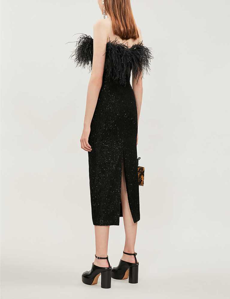 16 Arlington Minelli feather-trimmed metallic fil-coupé dress back view