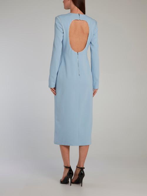 David Koma Diamante embellished Crepe Midi Dress back view