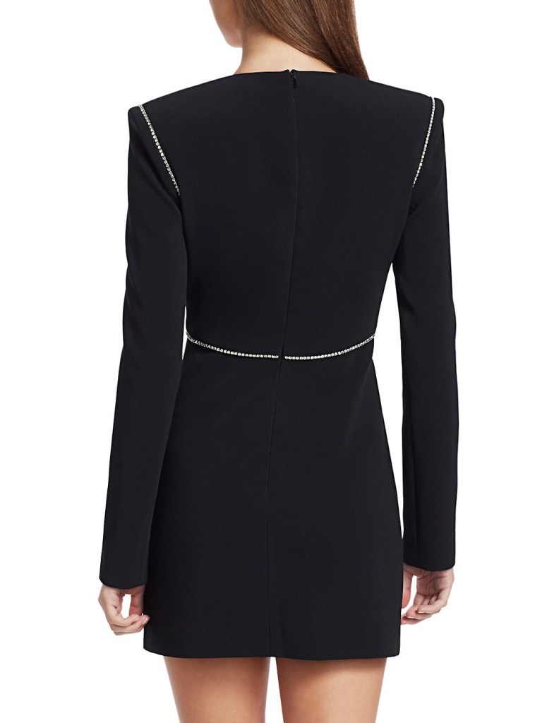 David Koma Hanging Crystals Long-Sleeve Mini Dress back view