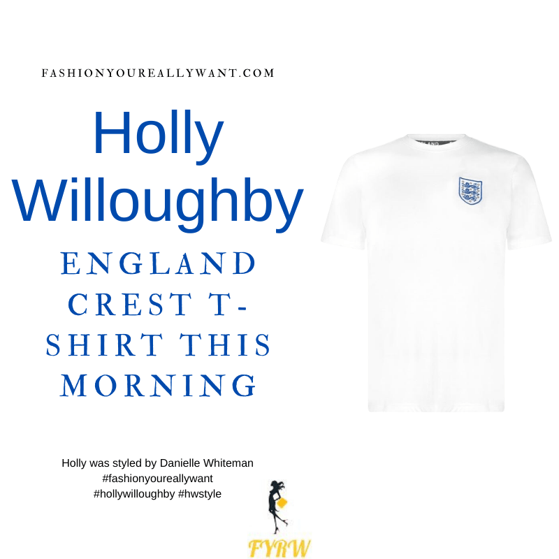 Where to get all Holly Willoughby This Morning outfits dresses blog July 2021 FA England Crest T Shirt Mens 3 Lions