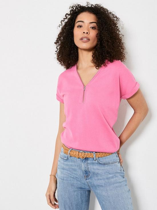 Mint Velvet Zip Batwing Knitted Top