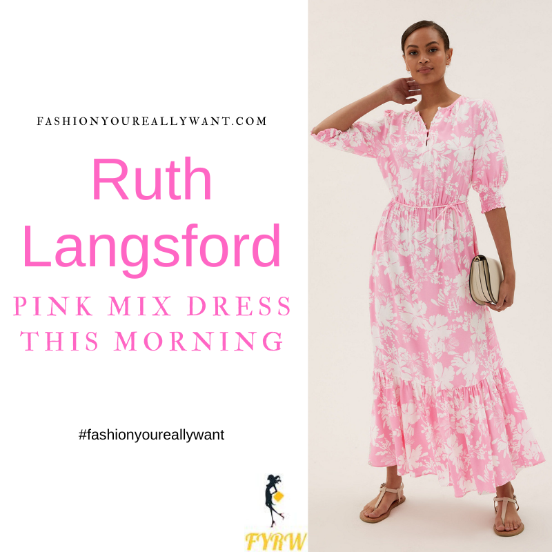 Where to get all Ruth Langsford This Morning outfits blog July 2021 pink and white floral midaxi dress