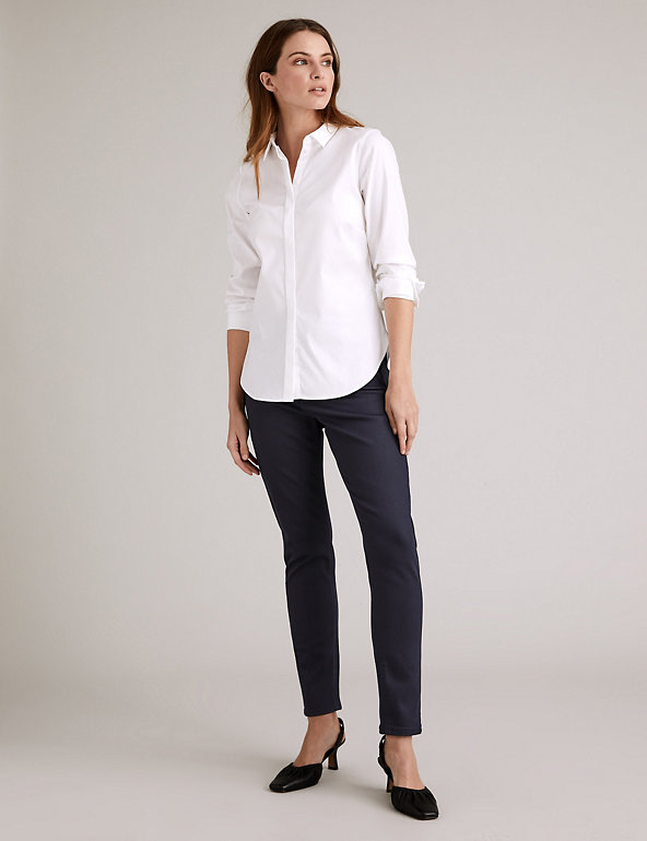 Autograph Stay New™ Skinny Button Front Jeans v2