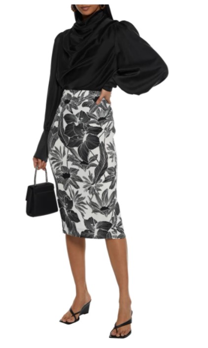 Diane Von Furstenberg Kara floral-print cady pencil skirt