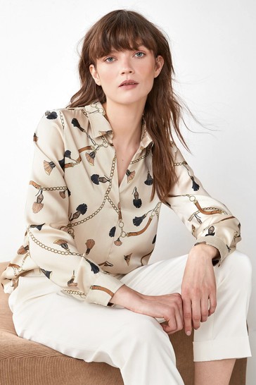 Emme Marella Cream Cocco Chain Print Blouse